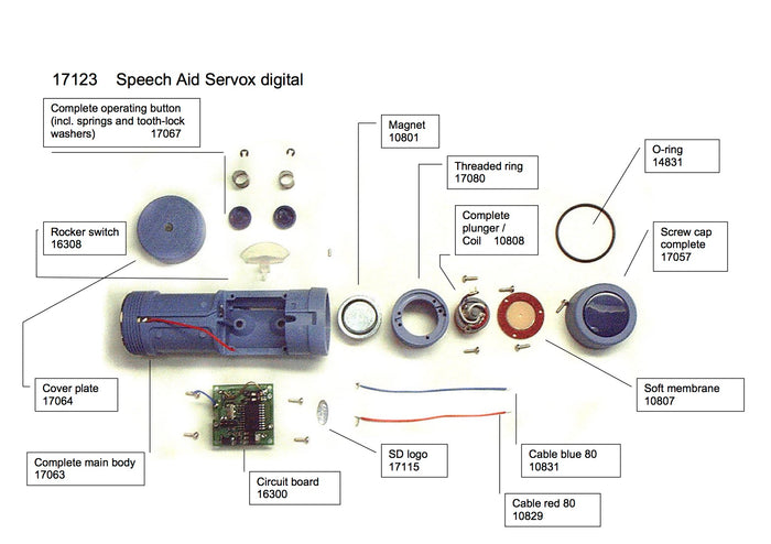 PREVIOUS MODEL SERVOX DIGITAL SPEECH AID SPARE PARTS AND ACCESSORIES